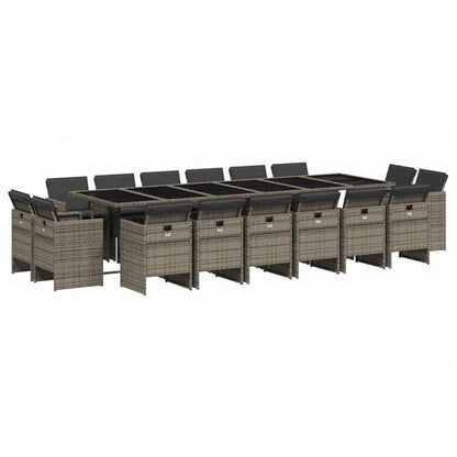 vidaXL ガーデンダイニング17点セット クッション付き グレー ポリラタン製家具 アウトドア家具 屋外家具セット(代引不可)
