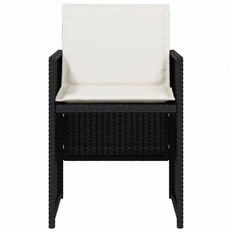 vidaXL ガーデンチェア クッション付き 4点 ブラック ポリラタン製家具 アウトドア家具 屋外椅子 アウトドアベンチチェア(代引不可)