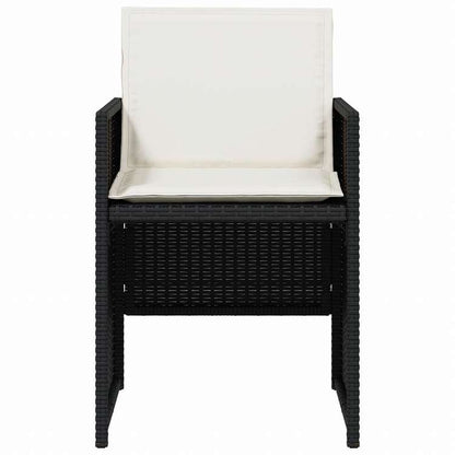 vidaXL ガーデンチェア クッション付き 4点 ブラック ポリラタン製家具 アウトドア家具 屋外椅子 アウトドアベンチチェア(代引不可)