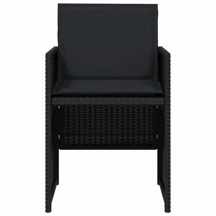 vidaXL ガーデンチェア クッション付き 4点 ブラック ポリラタン製家具 アウトドア家具 屋外椅子 アウトドアベンチチェア(代引不可)