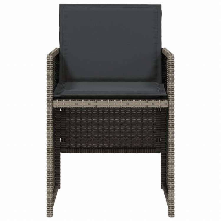 vidaXL ガーデンチェア クッション付き 4点 グレー ポリラタン家具 アウトドア家具 屋外椅子 アウトドアベンチチェア(代引不可)