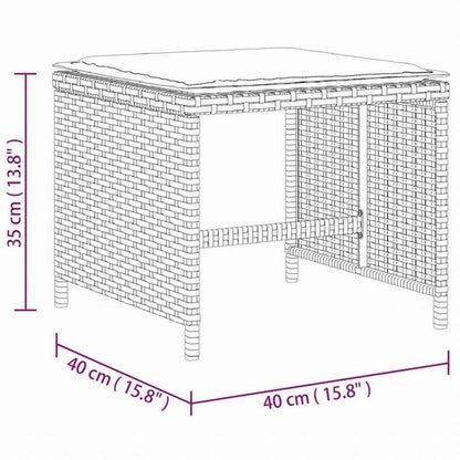 vidaXL ガーデンスツール クッション付き 4点 ブラック 40x40x35 cm ポリラタン製家具 アウトドア家具 屋外フットレスト(代引不可)