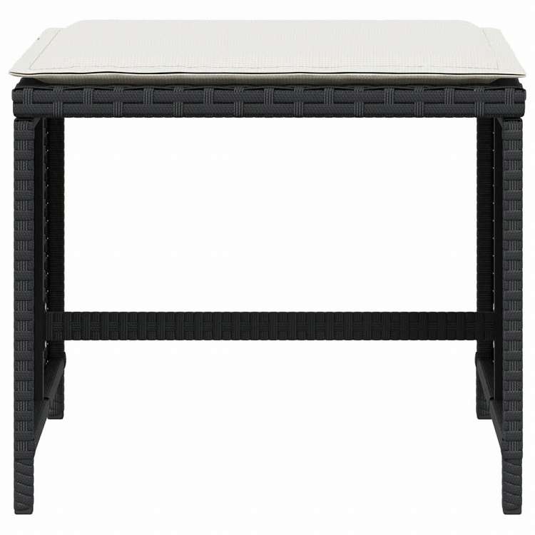 vidaXL ガーデンスツール クッション付き 4点 ブラック 40x40x35 cm ポリラタン製家具 アウトドア家具 屋外フットレスト(代引不可)