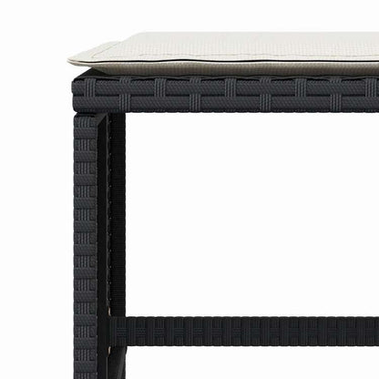 vidaXL ガーデンスツール クッション付き 4点 ブラック 40x40x35 cm ポリラタン製家具 アウトドア家具 屋外フットレスト(代引不可)