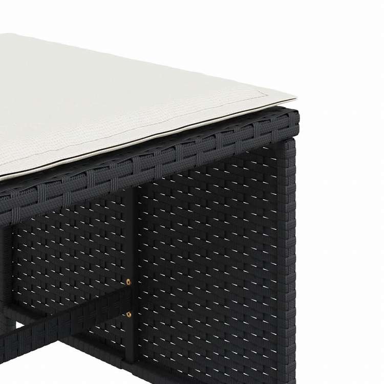 vidaXL ガーデンスツール クッション付き 4点 ブラック 40x40x35 cm ポリラタン製家具 アウトドア家具 屋外フットレスト(代引不可)