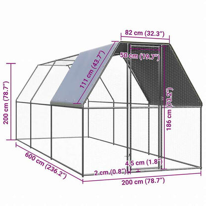 vidaXL 鶏小屋 2x6x2m 亜鉛メッキ鋼製動物&ペット用品 ペット用品 小動物用品 小動物 飼育・ケージ(代引不可)