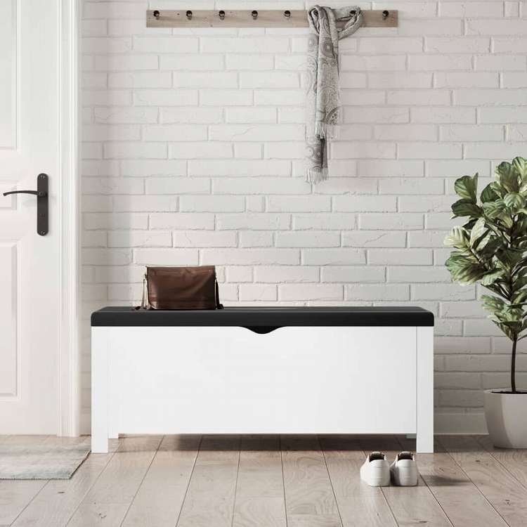 vidaXL 収納ボックス クッション付き ホワイト 105x40x45cm(米国限定)家具 キャビネット&収納 収納チェスト(代引不可)