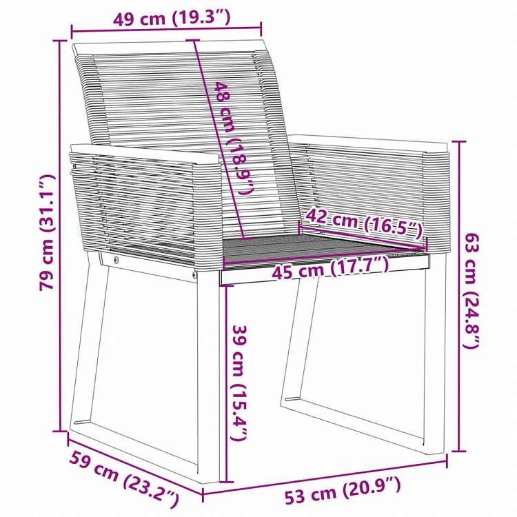 vidaXL ガーデンチェア 2点 ポリラタン製 ブラック家具 アウトドア家具 屋外椅子 アウトドアベンチチェア(代引不可)