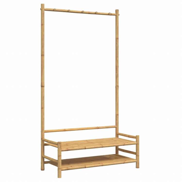 vidaXL 洋服ラック 棚付き 103x40x183cm 竹製ホーム&ガーデン 家事用品 収納&オーガナイザー 衣類・ワードローブ収納 クローゼット整理収納・衣服ラック(代引不可)