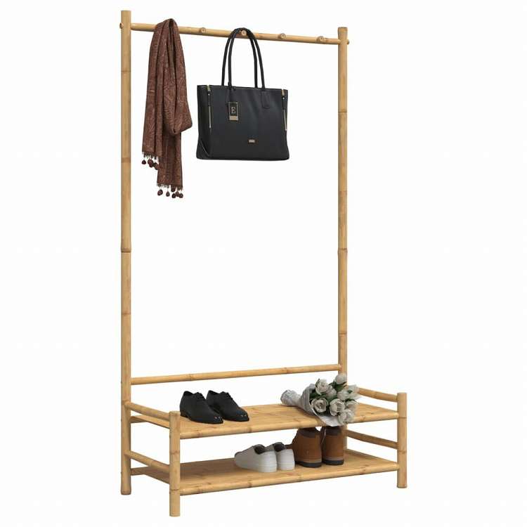 vidaXL 洋服ラック 棚付き 103x40x183cm 竹製ホーム&ガーデン 家事用品 収納&オーガナイザー 衣類・ワードローブ収納 クローゼット整理収納・衣服ラック(代引不可)