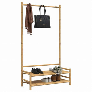 vidaXL 洋服ラック 棚付き 103x40x183cm 竹製ホーム&ガーデン 家事用品 収納&オーガナイザー 衣類・ワードローブ収納 クローゼット整理収納・衣服ラック(代引不可)