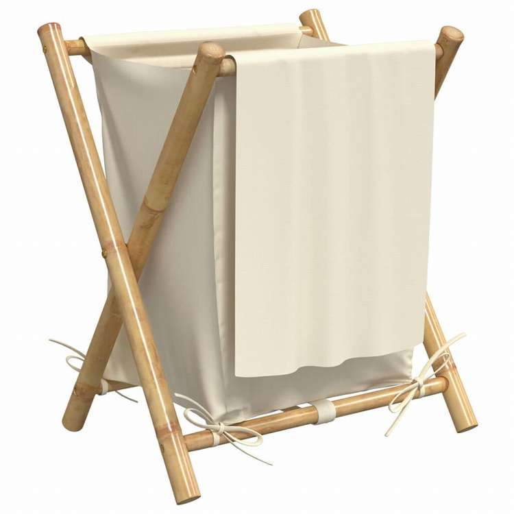 vidaXL ランドリーバスケット クリームホワイト 45x55x63.5 cm 竹製ホーム&ガーデン 家事用品 ランドリー用品 洗濯かご(代引不可)