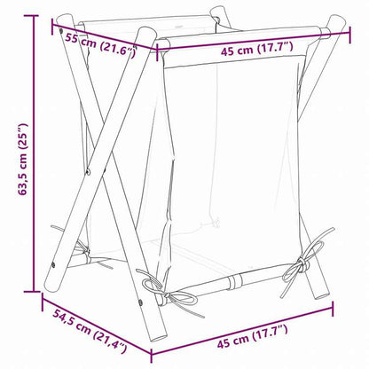 vidaXL ランドリーバスケット クリームホワイト 45x55x63.5 cm 竹製ホーム&ガーデン 家事用品 ランドリー用品 洗濯かご(代引不可)