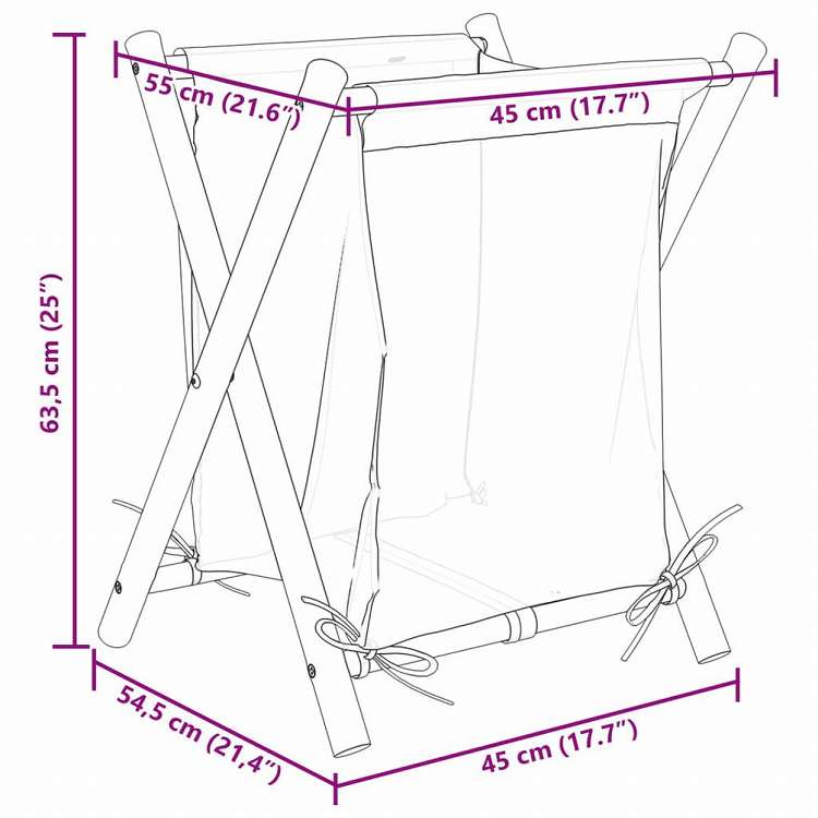 vidaXL ランドリーバスケット クリームホワイト 45x55x63.5 cm 竹製ホーム&ガーデン 家事用品 ランドリー用品 洗濯かご(代引不可)