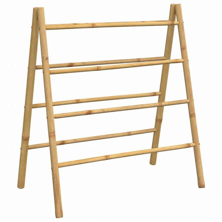 vidaXL ダブルタオルはしご 4段 90x50x100cm 竹製ホーム&ガーデン バスルーム用品 タオルラック・ホルダー(代引不可)