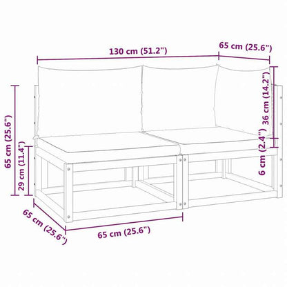 vidaXL 2人掛けガーデンソファ クッション付 アカシア無垢材家具 アウトドア家具 屋外椅子 屋外ソファ(代引不可)