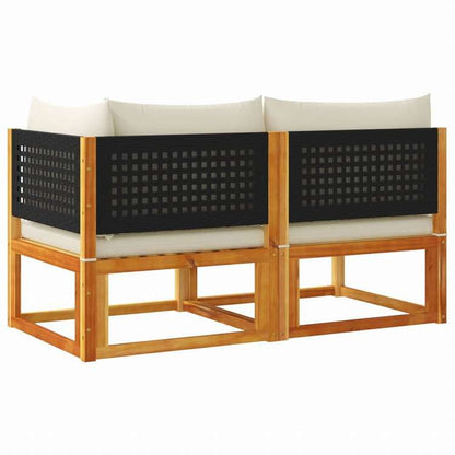 vidaXL 2人掛けガーデンソファ クッション付 アカシア無垢材家具 アウトドア家具 屋外椅子 屋外ソファ(代引不可)