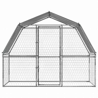 vidaXL 犬用ケージ ルーフ&ドア付き シルバー 亜鉛メッキ鋼製動物&ペット用品 ペット用品 犬用品 ドッグハウス(代引不可)