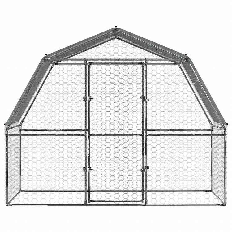 vidaXL チキンケージ 2点 ルーフ&ドア付き シルバー 亜鉛メッキ鋼製動物&ペット用品 ペット用品 小動物用品 小動物 飼育・ケージ(代引不可)