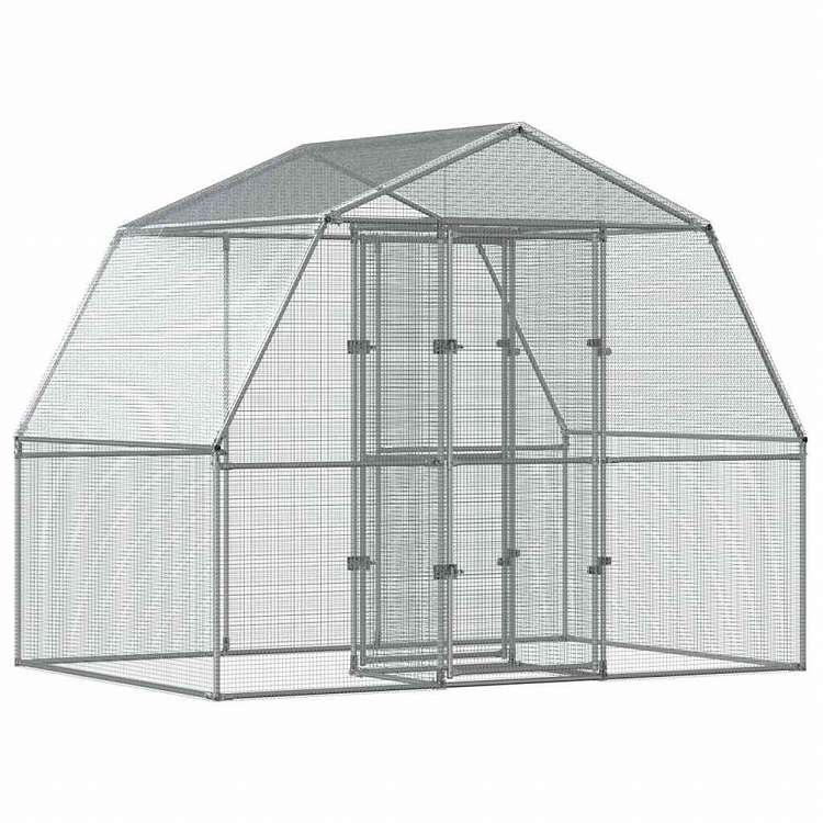 vidaXL バードケージ ドア付き シルバー 亜鉛メッキ鋼製ホーム&ガーデン デコレーション 鳥・野生動物用ハウス 鳥小屋(代引不可)