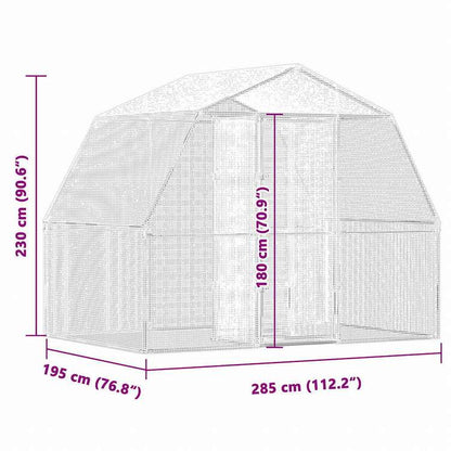 vidaXL バードケージ ドア付き シルバー 亜鉛メッキ鋼製ホーム&ガーデン デコレーション 鳥・野生動物用ハウス 鳥小屋(代引不可)