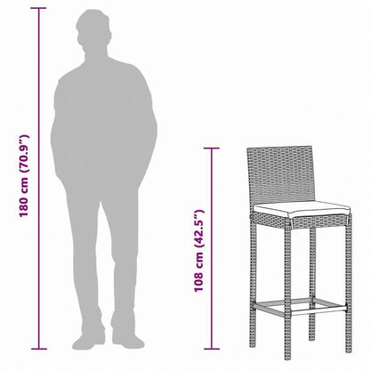 vidaXL ガーデンバー 5点セット ブラック アカシア無垢材&ポリラタン家具 アウトドア家具 屋外家具セット(代引不可)