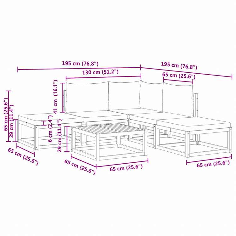 vidaXL ガーデンソファ6点セット クッション付き アカシア無垢材家具 アウトドア家具 屋外家具セット(代引不可)