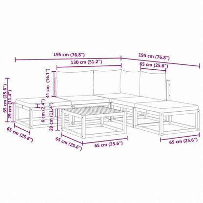 vidaXL ガーデンソファ6点セット クッション付き アカシア無垢材家具 アウトドア家具 屋外家具セット(代引不可)
