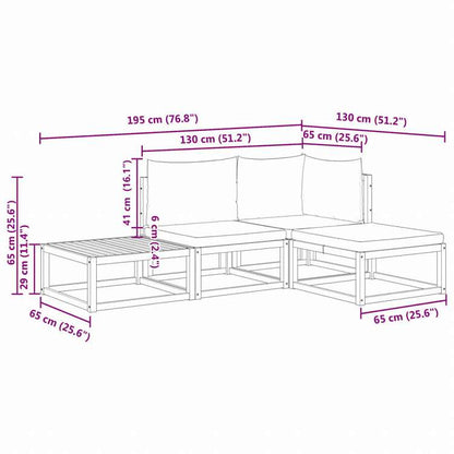 vidaXL ガーデンソファ4点セット クッション付き アカシア無垢材家具 アウトドア家具 屋外家具セット(代引不可)