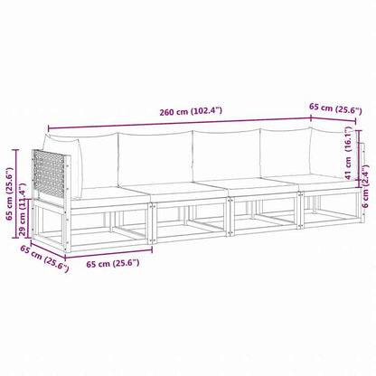 vidaXL ガーデンソファ4点セット クッション付き アカシア無垢材家具 アウトドア家具 屋外家具セット(代引不可)