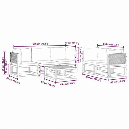 vidaXL ガーデンソファ6点セット クッション付き アカシア無垢材家具 アウトドア家具 屋外家具セット(代引不可)