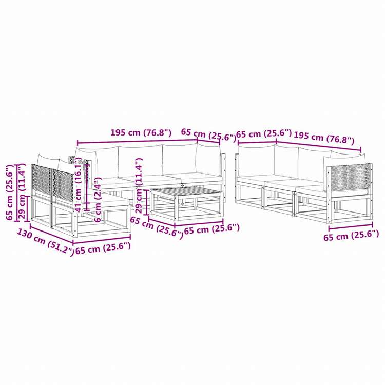 vidaXL ガーデンソファ9点セット クッション付き アカシア無垢材家具 アウトドア家具 屋外家具セット(代引不可)
