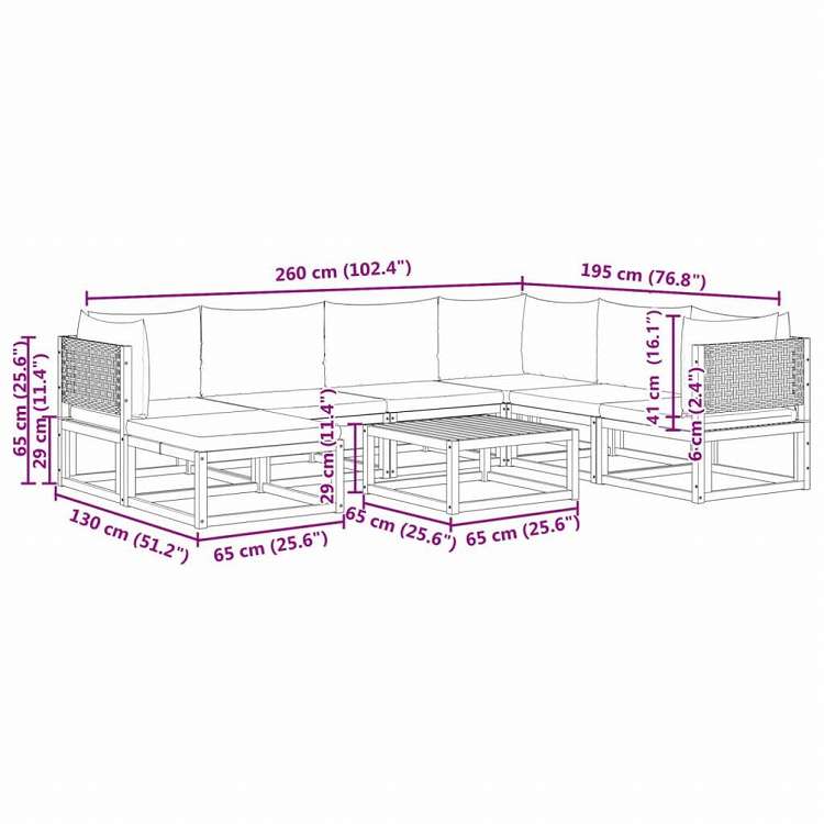 vidaXL ガーデンソファ8点セット クッション付き アカシア無垢材家具 アウトドア家具 屋外家具セット(代引不可)
