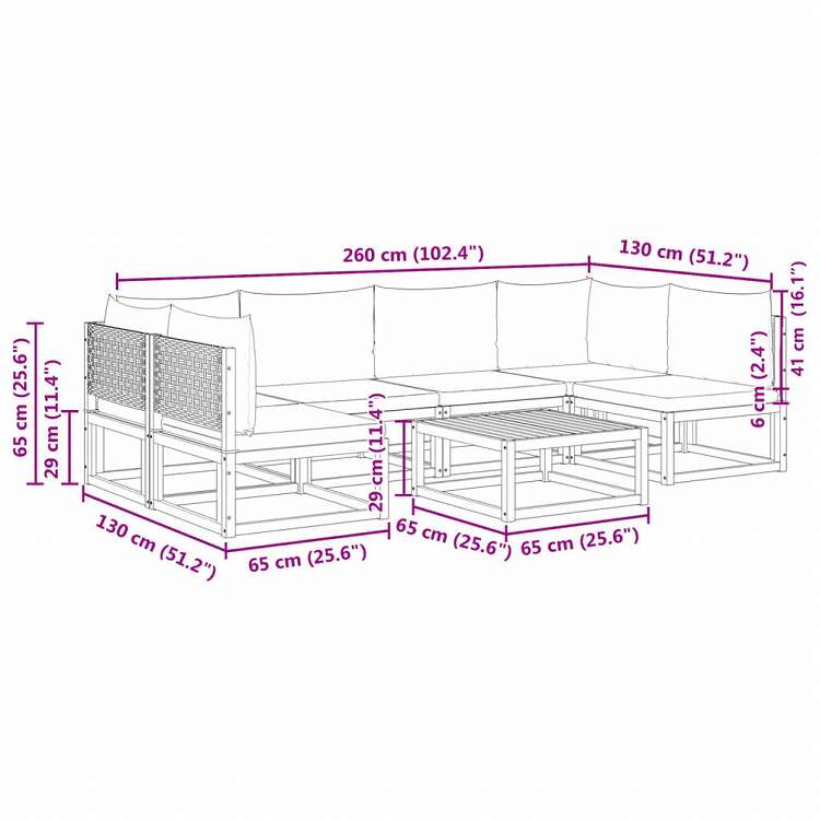 vidaXL ガーデンソファ7点セット クッション付き アカシア無垢材家具 アウトドア家具 屋外家具セット(代引不可)