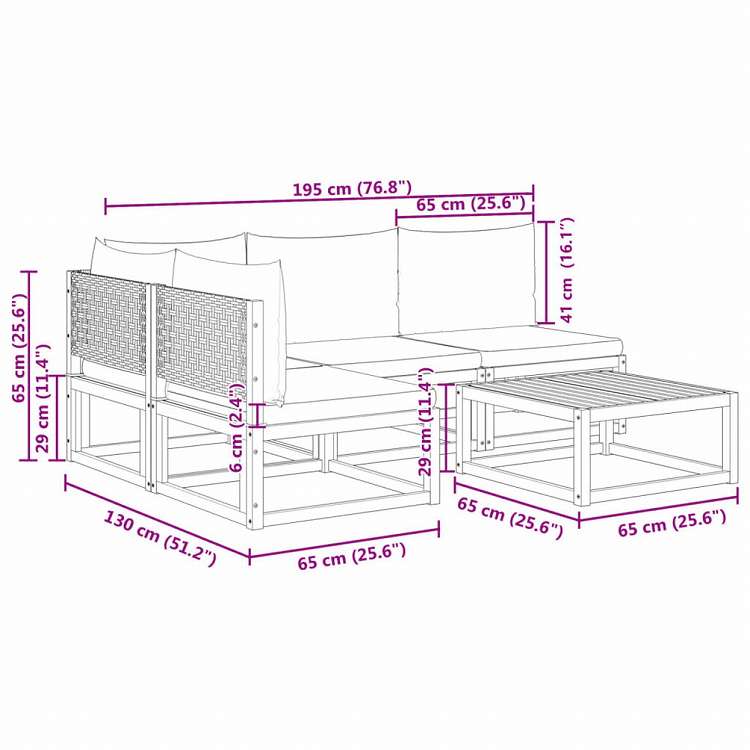 vidaXL ガーデンソファ5点セット クッション付き アカシア無垢材家具 アウトドア家具 屋外家具セット(代引不可)