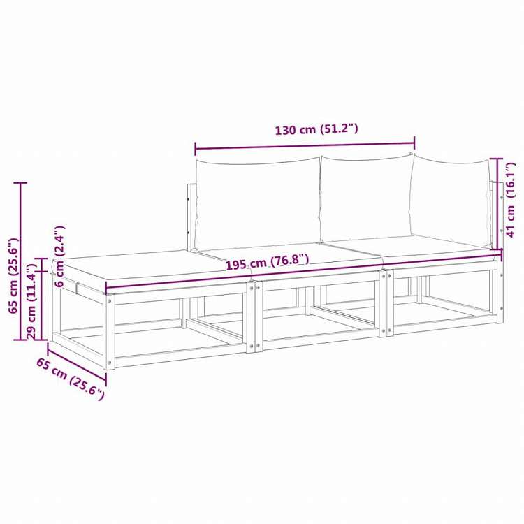 vidaXL ガーデンソファ3点セット クッション付き アカシア無垢材家具 アウトドア家具 屋外家具セット(代引不可)