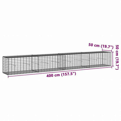 vidaXL 蛇籠バスケット カバー付き 400x50x50cm 亜鉛メッキ鉄ホーム&ガーデン 芝&ガーデン ガーデニング 鉢植え・プランター(代引不可)