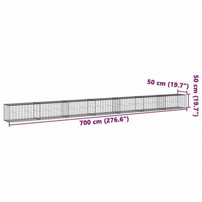 vidaXL 蛇籠バスケット カバー付き 700x50x50cm 亜鉛メッキ鉄ホーム&ガーデン 芝&ガーデン ガーデニング 鉢植え・プランター(代引不可)