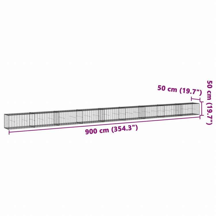 vidaXL 蛇籠バスケット カバー付き 900x50x50cm 亜鉛メッキ鉄ホーム&ガーデン 芝&ガーデン ガーデニング 鉢植え・プランター(代引不可)