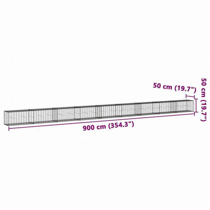 vidaXL 蛇籠バスケット カバー付き 900x50x50cm 亜鉛メッキ鉄ホーム&ガーデン 芝&ガーデン ガーデニング 鉢植え・プランター(代引不可)