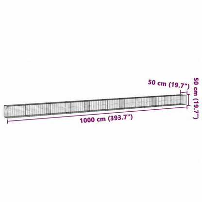 vidaXL 蛇籠バスケット カバー付き 1000x50x50cm 亜鉛メッキ鉄ホーム&ガーデン 芝&ガーデン ガーデニング 鉢植え・プランター(代引不可)