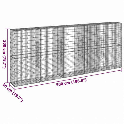vidaXL 蛇籠バスケット カバー付き 500x50x200cm 亜鉛メッキ鉄ホーム&ガーデン 芝&ガーデン ガーデニング 鉢植え・プランター(代引不可)