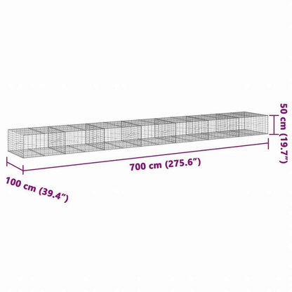 vidaXL 蛇籠バスケット カバー付き 700x100x50cm 亜鉛メッキ鉄ホーム&ガーデン 芝&ガーデン ガーデニング 鉢植え・プランター(代引不可)