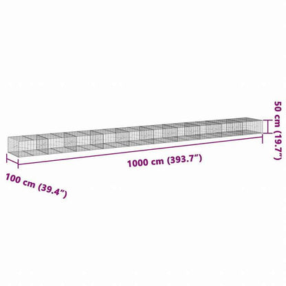 vidaXL 蛇籠バスケット カバー付き 1000x100x50cm 亜鉛メッキ鉄ホーム&ガーデン 芝&ガーデン ガーデニング 鉢植え・プランター(代引不可)