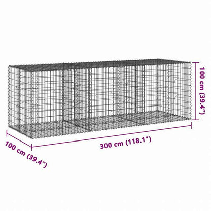 vidaXL 蛇籠バスケット カバー付き 300x100x100cm 亜鉛メッキ鉄ホーム&ガーデン 芝&ガーデン ガーデニング 鉢植え・プランター(代引不可)
