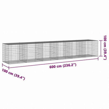 vidaXL 蛇籠バスケット カバー付き 600x100x100cm 亜鉛メッキ鉄ホーム&ガーデン 芝&ガーデン ガーデニング 鉢植え・プランター(代引不可)