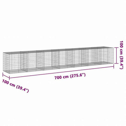 vidaXL 蛇籠バスケット カバー付き 700x100x100cm 亜鉛メッキ鉄ホーム&ガーデン 芝&ガーデン ガーデニング 鉢植え・プランター(代引不可)