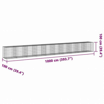 vidaXL 蛇籠バスケット カバー付き 1000x100x100cm 亜鉛メッキ鉄ホーム&ガーデン 芝&ガーデン ガーデニング 鉢植え・プランター(代引不可)