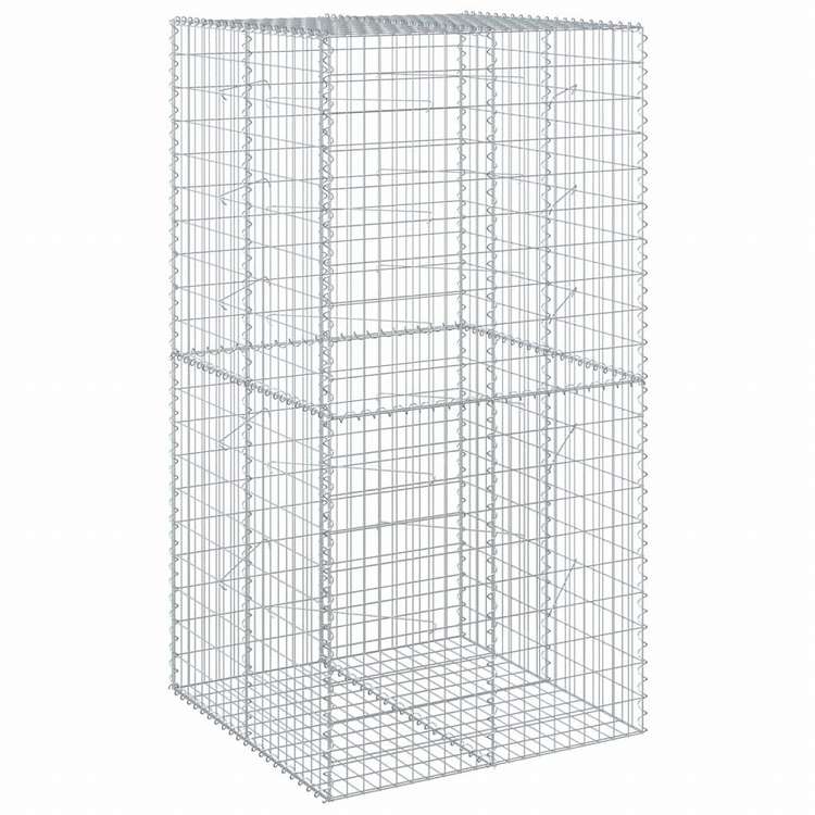 vidaXL 蛇籠バスケット カバー付き 100x100x200cm 亜鉛メッキ鉄ホーム&ガーデン 芝&ガーデン ガーデニング 鉢植え・プランター(代引不可)