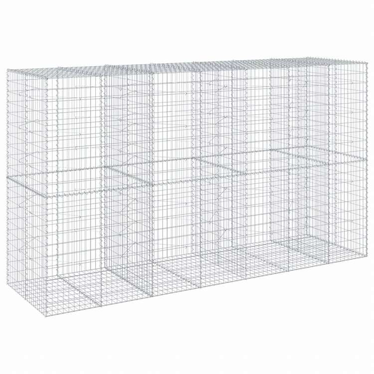 vidaXL 蛇籠バスケット カバー付き 350x100x200cm 亜鉛メッキ鉄ホーム&ガーデン 芝&ガーデン ガーデニング 鉢植え・プランター(代引不可)